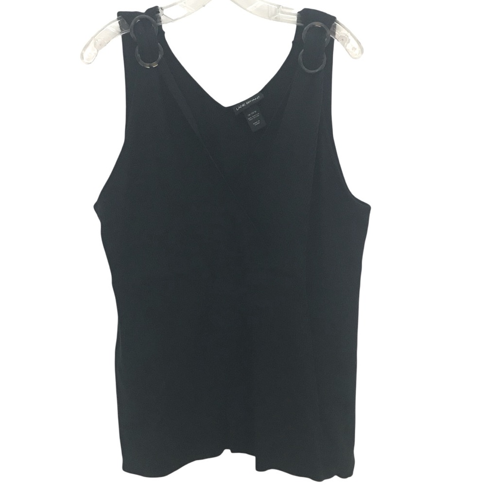 LANE BRYANT Black Knit Surplice Tank Top Classic Design